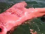 Naked Swimming MILF at the Beach