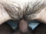 Hairy Pussy Fucked Hard with a Big Cock and Filled with Cum