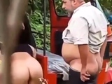 Mexican girl gets Creampie in golf cart